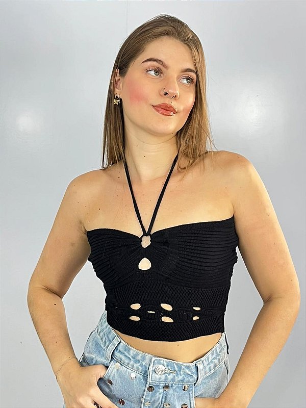 Cropped Tricot Modal Preto Vick
