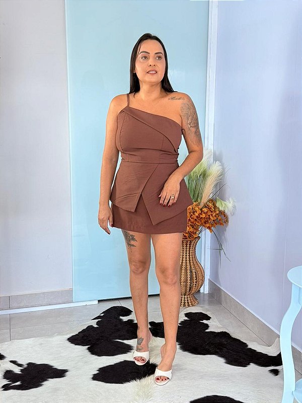 Conjunto Marrante Agatha Manga Nula Marrom