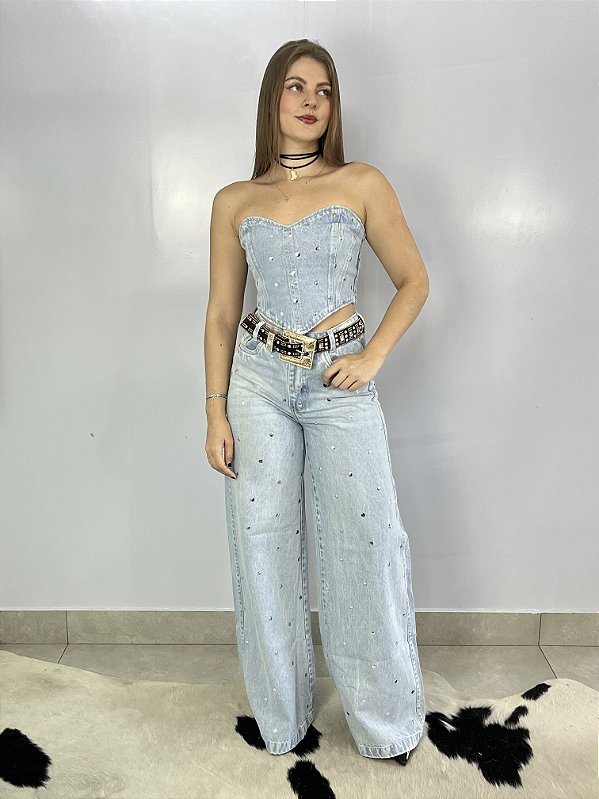 Calça Jeans Wide Leg Taxinha