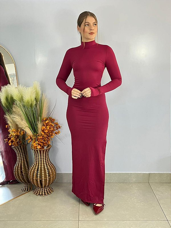 Vestido Poliamida Vinho Eliza