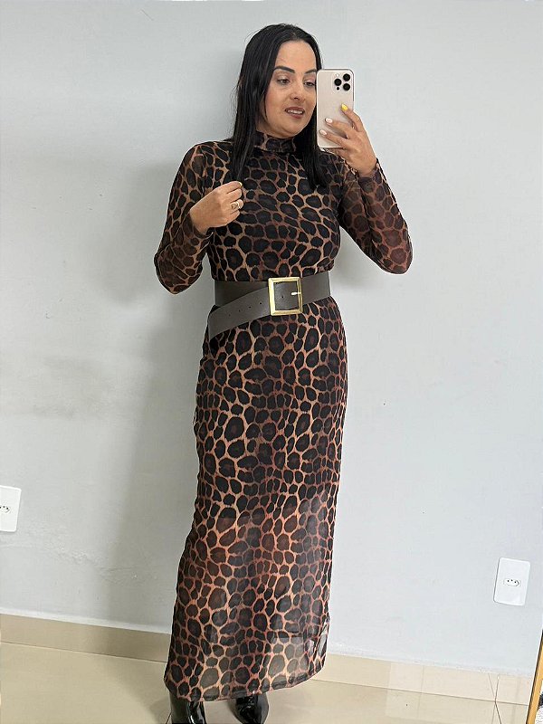 Vestido Longo Tule Onça