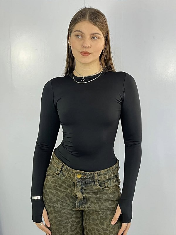 Body Poliamida Dedeira Basico Preto