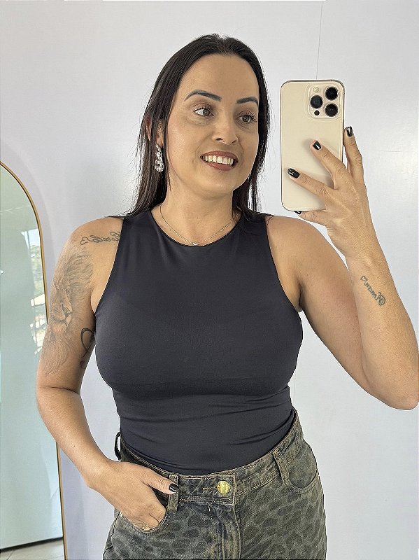 Blusa Poliamida Dupla Preta