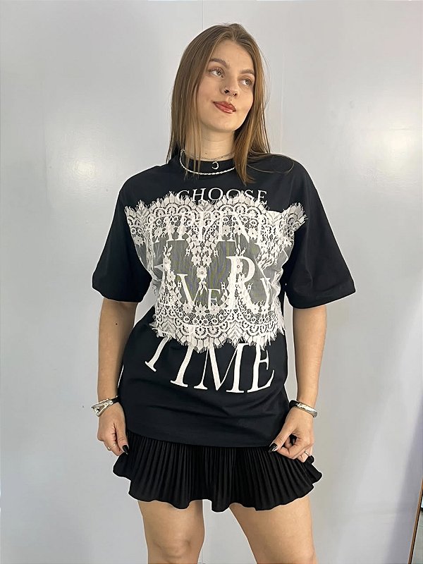 Camiseta Renda Preta