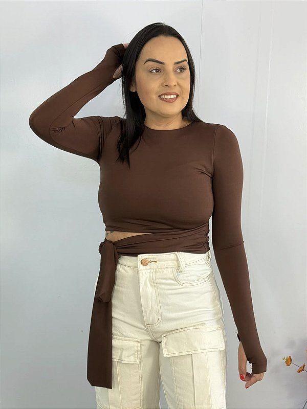 Cropped Poliamida Naila Marrom