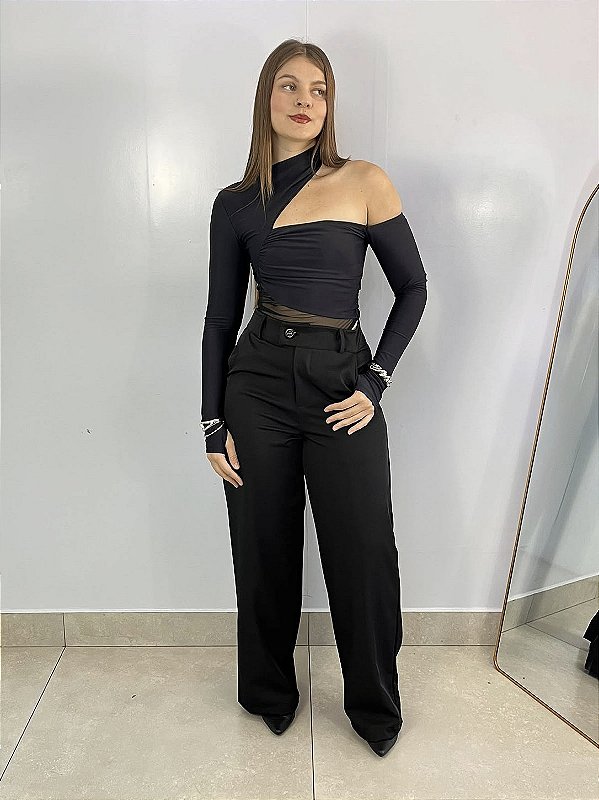 Calça Alfaiataria Preta Fancy