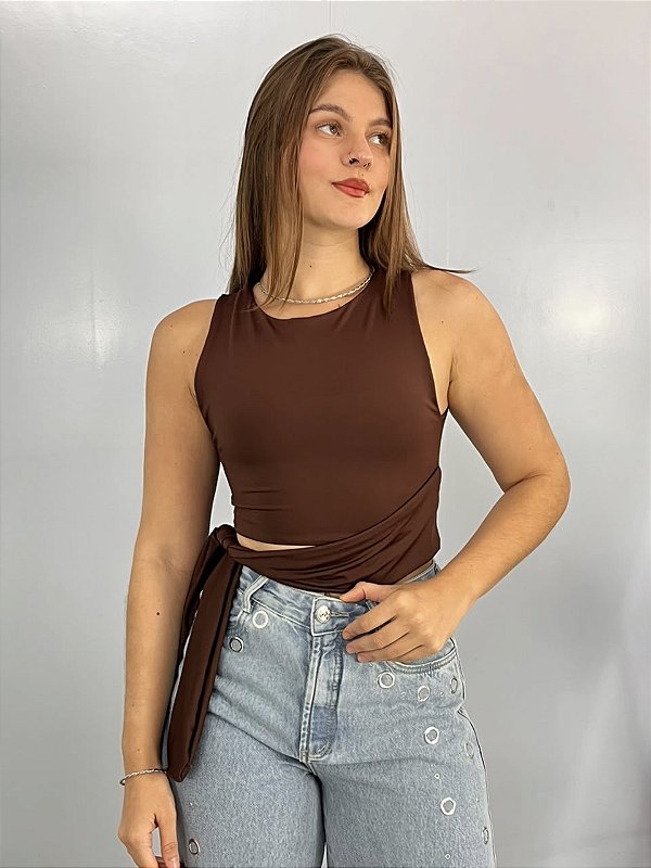 Cropped Poliamida Carla Marrom