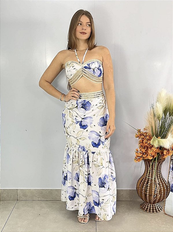Conjunto Crepe Azul Tassia