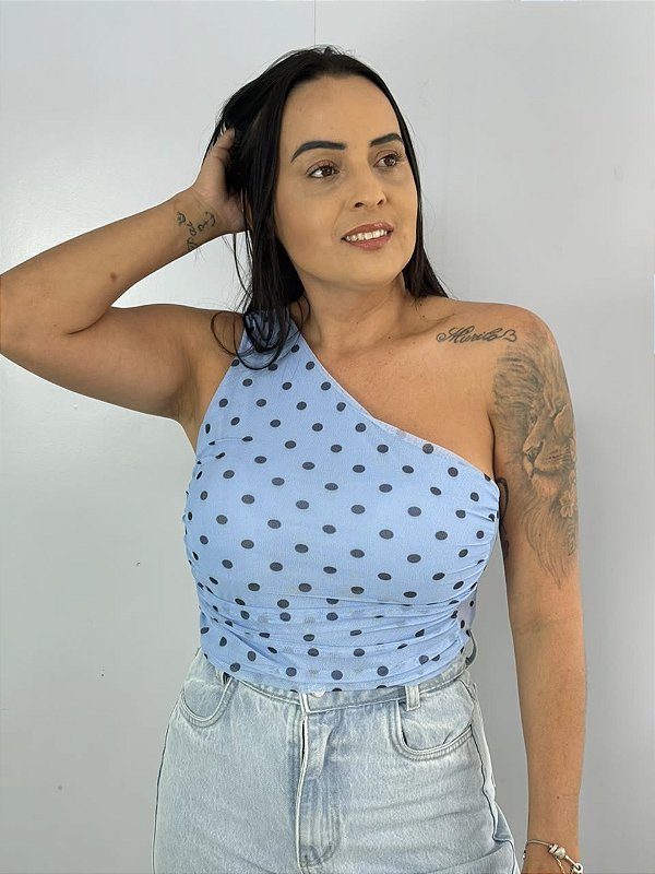 Blusa Tule Poa Azul