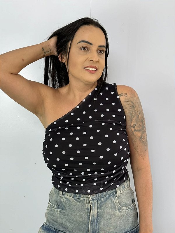 Blusa Tule Poa Preta