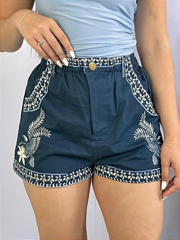 Short Sarja Azul Marinho Valentina