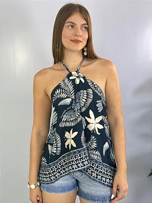 Cropped Frente Unica Azul Marinho Valentina