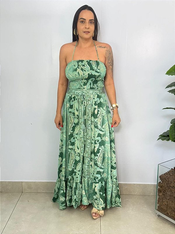 Vestido Indiano Verde Lastex