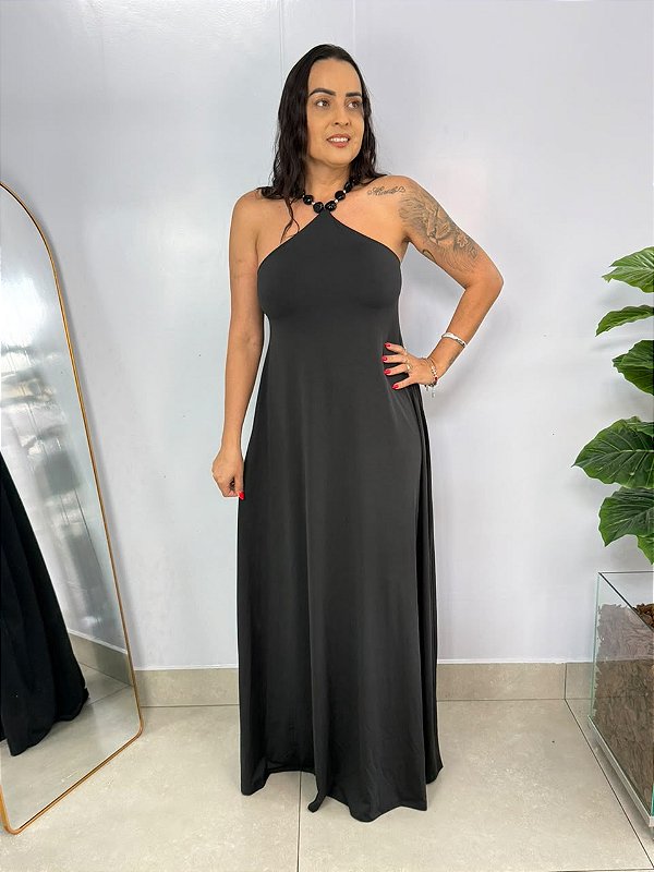 Vestido Longo Perola Preto