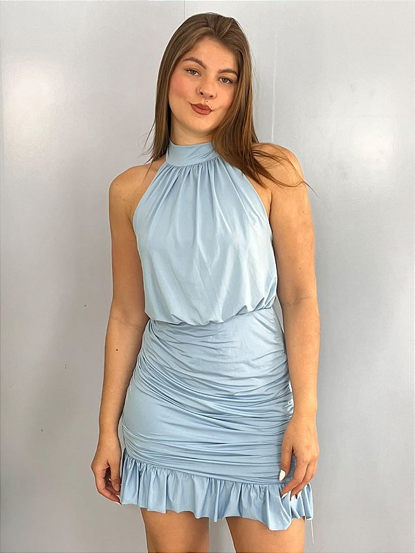 Vestido Curto Poliamida Keith Azul