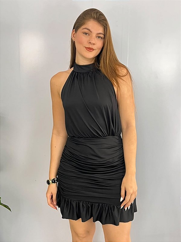 Vestido Curto Poliamida Keith Preto