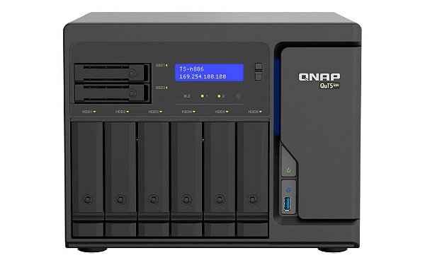 Qnap TS-h886 - Server NAS 8 Baias ZFS p/ HDD SATA/SSD