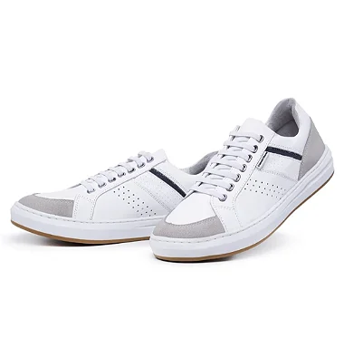 Tênis Casual Masculino de Couro Urban White – Ref. 4035 Tiago Souza Boots e Shoes