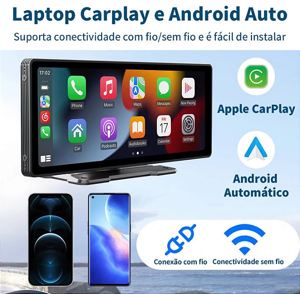 Central Multimídia CarPlay / Android Auto sem fio Lelong LE – 10.26″