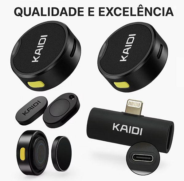 Microfone de Lapela Sem Fio KAIDI KMF4- L – Tipo-Ligthning