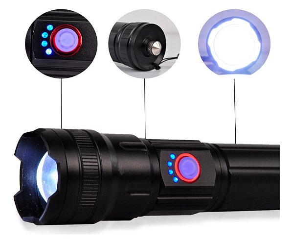 Lanterna Tática BOMVINK BOM‑4325 – Luz 2000 lm + Martelo de Emergência + Laser Branco