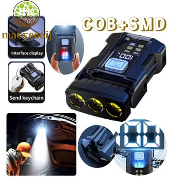 Lanterna Giratória MAOYE66 – LED de 550 lm + Clipe para Chapéu/Bolso + Display