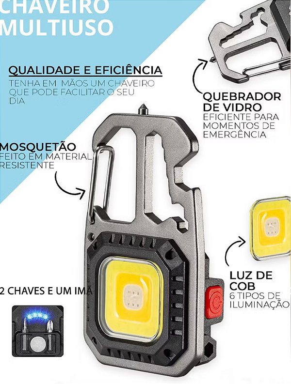 Mini Lanterna LED Tática Recarregável – 5 em 1!
