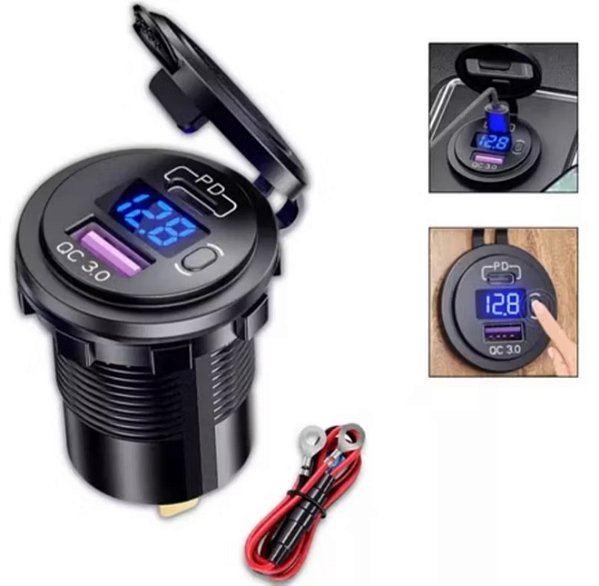 Carregador Veicular com Voltímetro – Lelong LE-6824