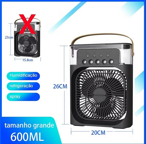 Mini Ventilador Portátil Recarregável com LED e Múltiplas Funções – Branco ou Preto