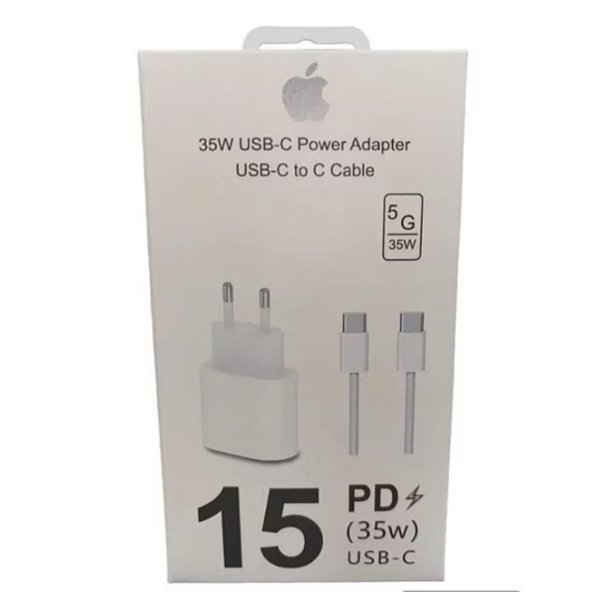 Carregador 35w Completo Iphone 15 Adaptador Caixinha Tomada Fonte 35 + Cabo 35W