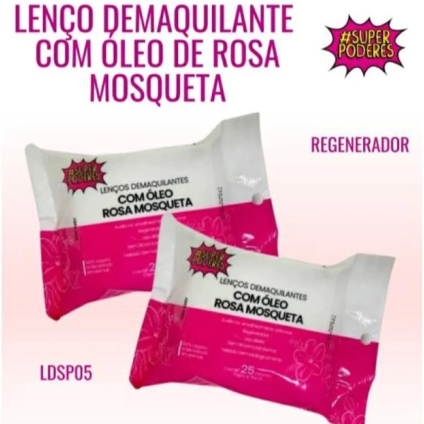 Lenço Demaquilante com Óleo de Rosa Mosqueta 25und