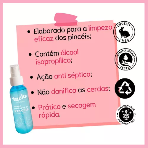 Spray Limpador de Pincéis Melu Ruby Rose 100ml