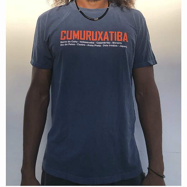 Camisa Estonada Cumuruxatiba Praias Azul Marinho