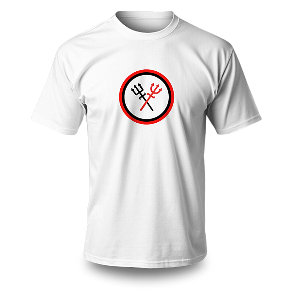 Camiseta Umbanda - Estampa Esquerda Tridentes Coloridos Cruzados