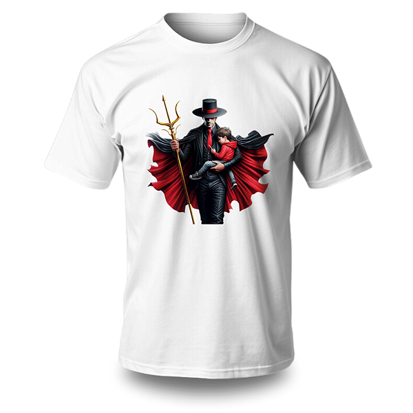 Camiseta Umbanda - Estampa Esquerda Exu Menino Colo