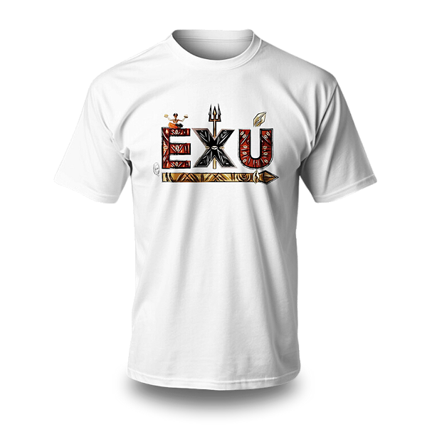 Camiseta Umbanda - Estampa Esquerda Escrita Exu