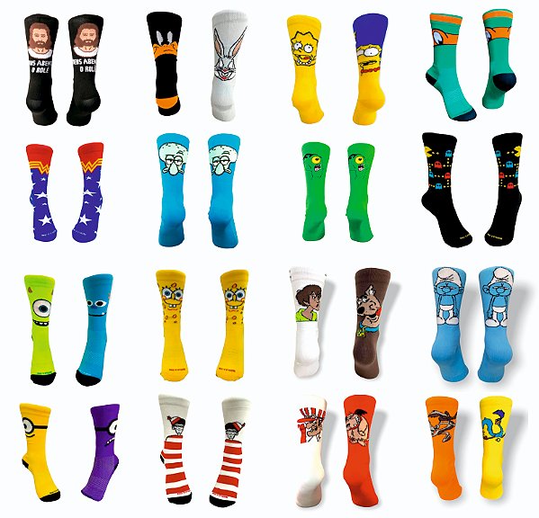 Par De Meias Bob Esponja Performance Divertidas Corrida Bike Triathlon