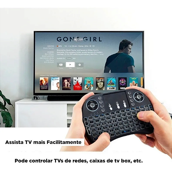 Mini Teclado Controle Sem Fio Para Smart Tv Box Iluminado Luz Led