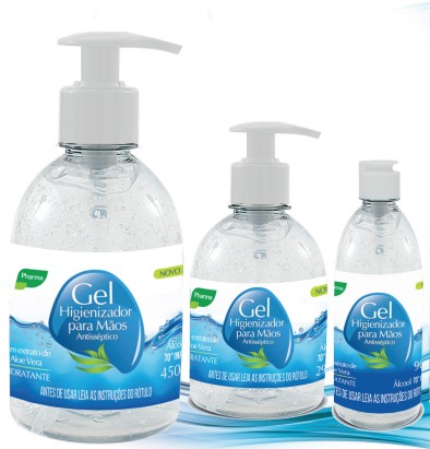 Gel Higienizador para Mãos Pharma - 3 tamanhos - 450g, 290g, 90g