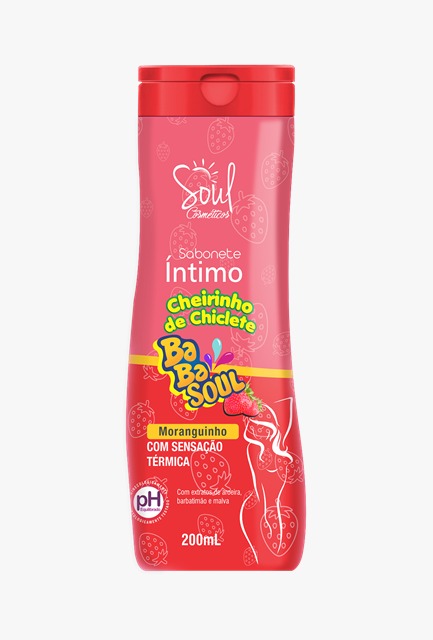 Sabonete Íntimo Cheirinho de Chiclete Moranguinho Soul Cosméticos 200ml