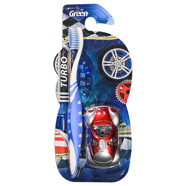 Escova de Dente Infantil + Carrinho - Turbo - Green