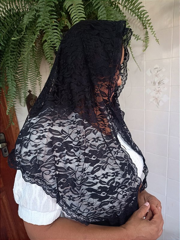 Véu Triangular Immaculata Preto