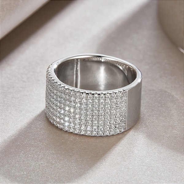 Anel Moissanite Meia Eternidade