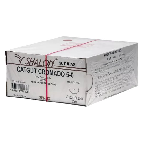 Fio de Sutura Catgut Cromado 5 - 0 15 Unidade - Shalon
