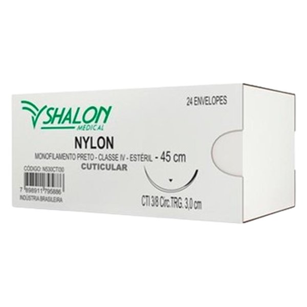 Fio de Sutura Nylon 4 - 0 Ag 20 Cx com 24 - Shalon