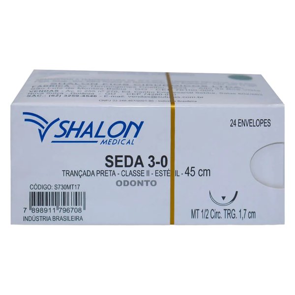Fio de Sutura Seda 3 - 0 Ag 17 Cx com 24 - Ethicon