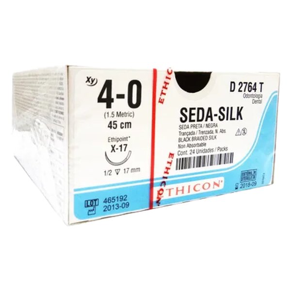 Fio de Sutura Seda 4 - 0 Ag 17 Cx com 24 - Ethicon