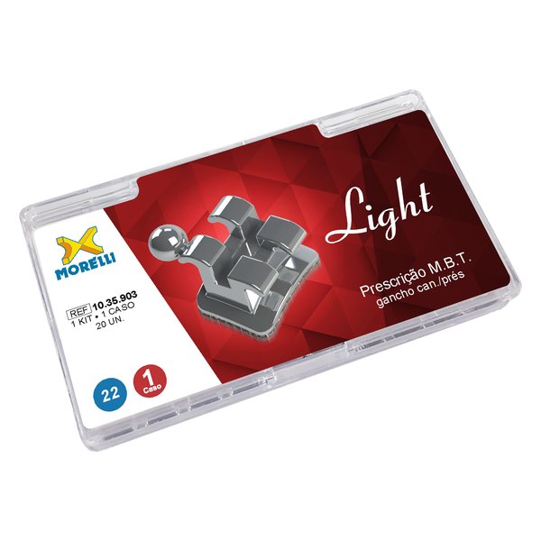 Kit de Bráquetes 01 Caso Prescrição M.b.t. - Light .022 - Gancho Can./prés 10.35.903 - Morelli