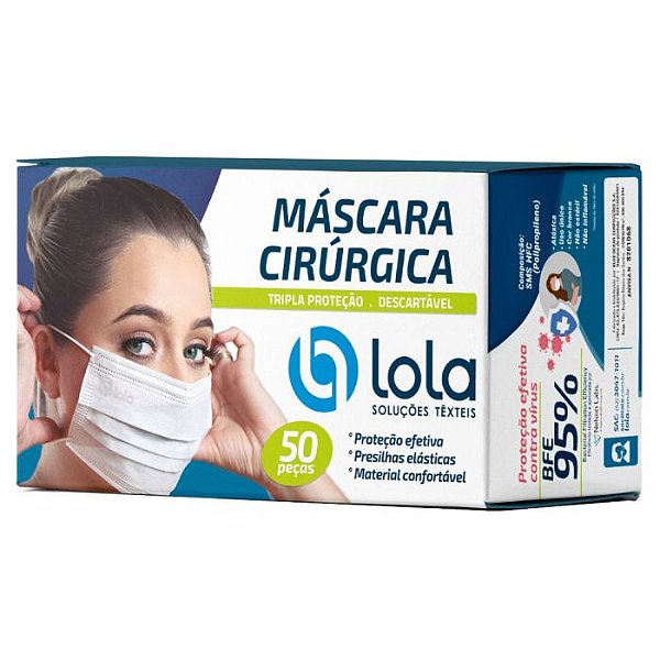 Máscara Descartável Tripla com Clipe Nasal Verde - Lola
