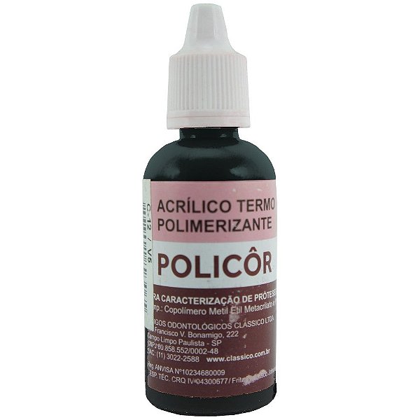 Resina Acrílica Termopolimerizável Poli Cor 25g - Classico